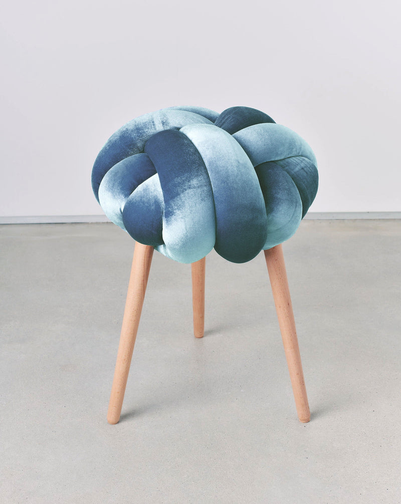 Sage Velvet Knot Stool