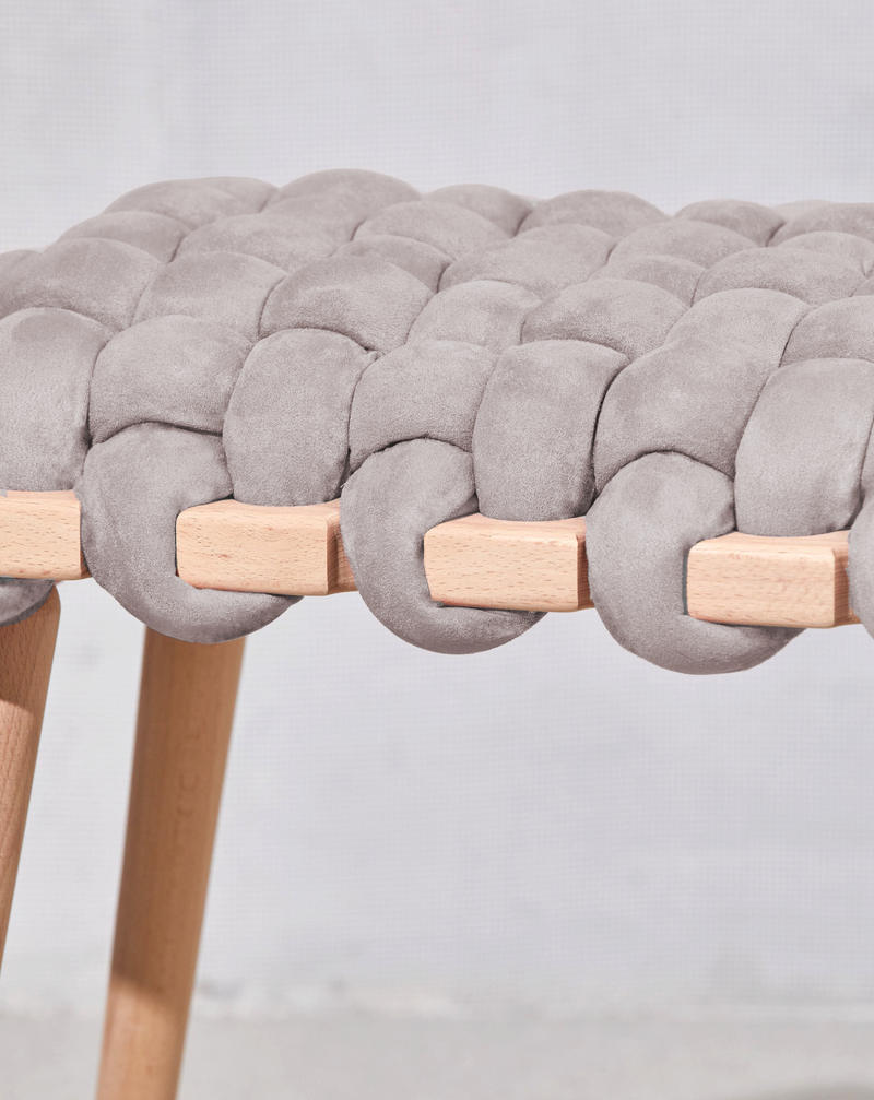 Arora Grey Vegan Suede Woven Stool