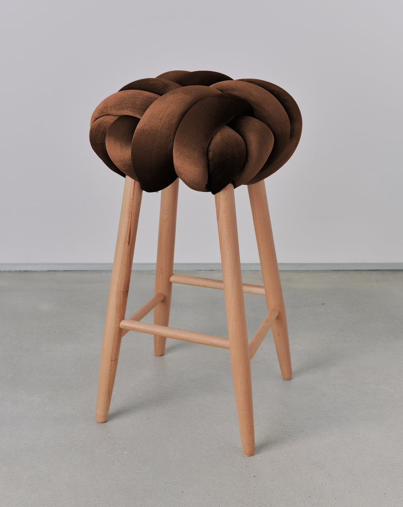 Acorn Velvet Knot Bar Stool