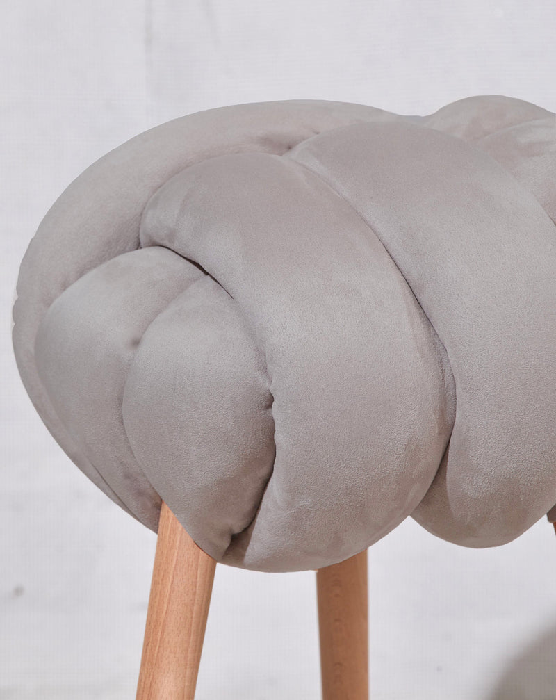 Arora Grey Vegan suede Knot Stool