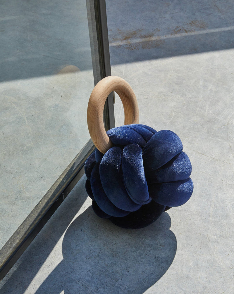 Midnight Blue Velvet Knot Door Stop\ Accent Piece