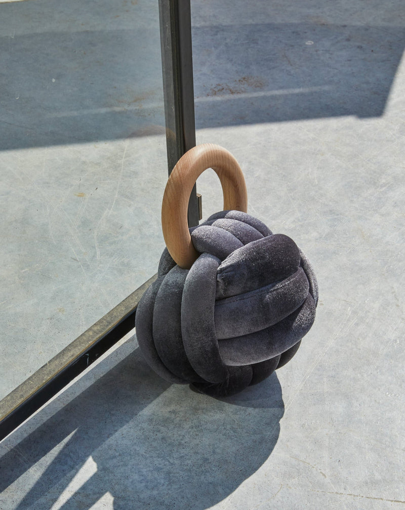 Grey Velvet Knot Door Stop\ Accent Piece