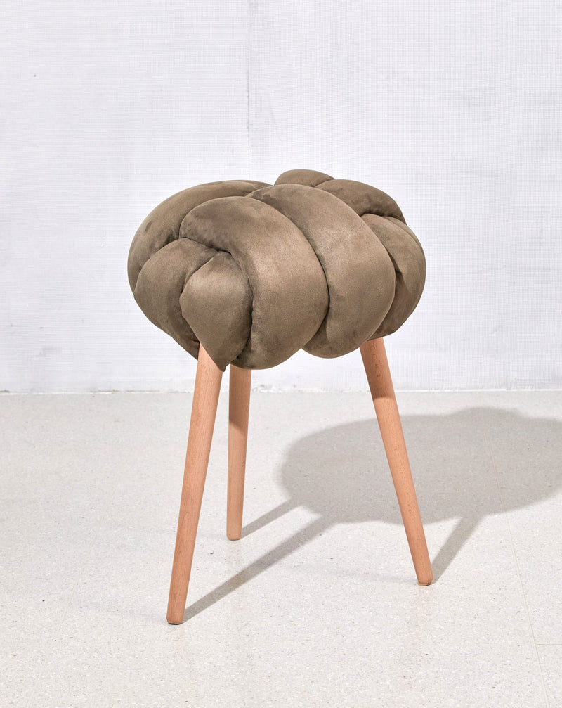 Army green Vegan suede Knot Stool- 30% OFF