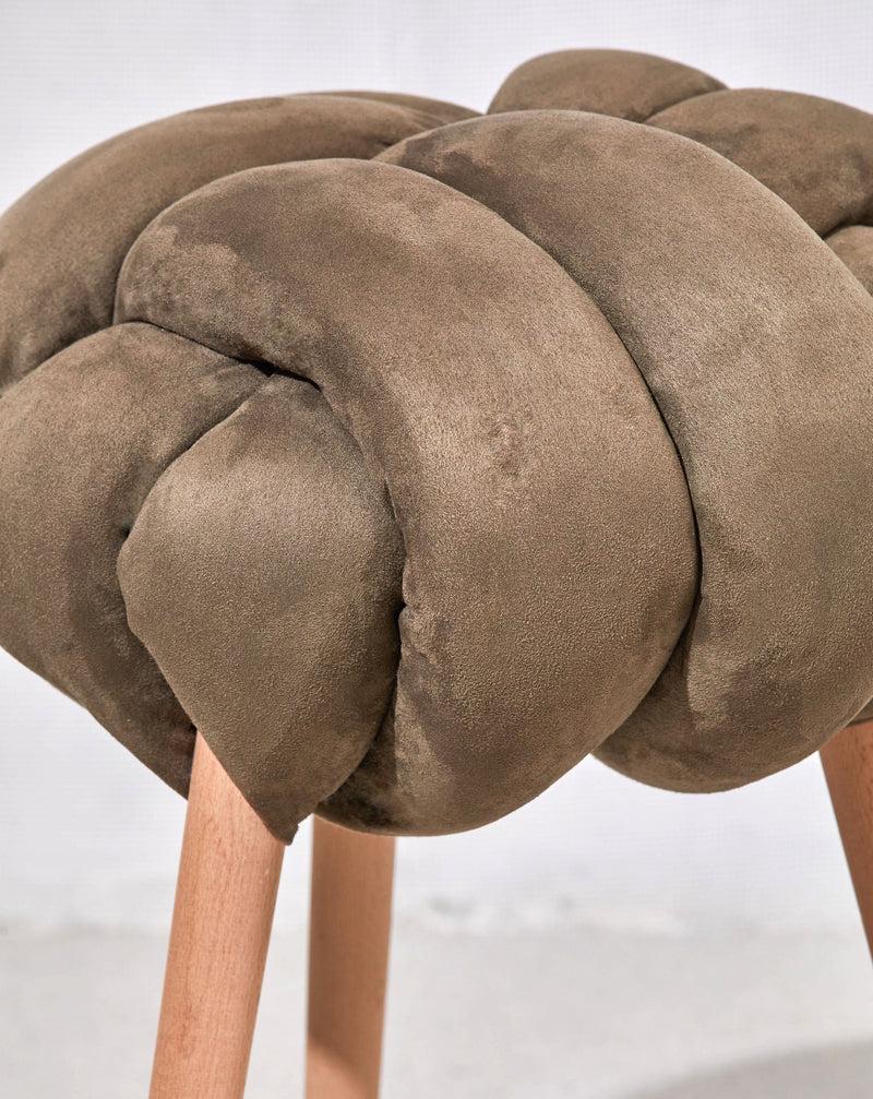 Army green Vegan suede Knot Stool- 30% OFF