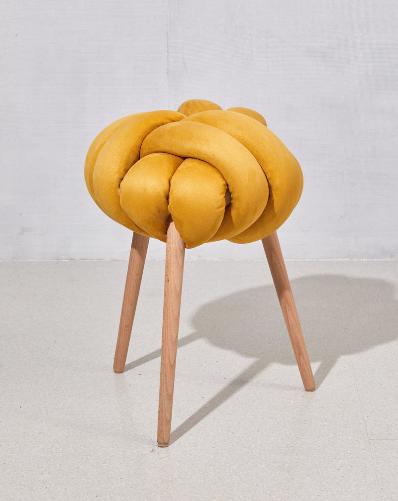 Desert Yellow Vegan suede Knot Stool