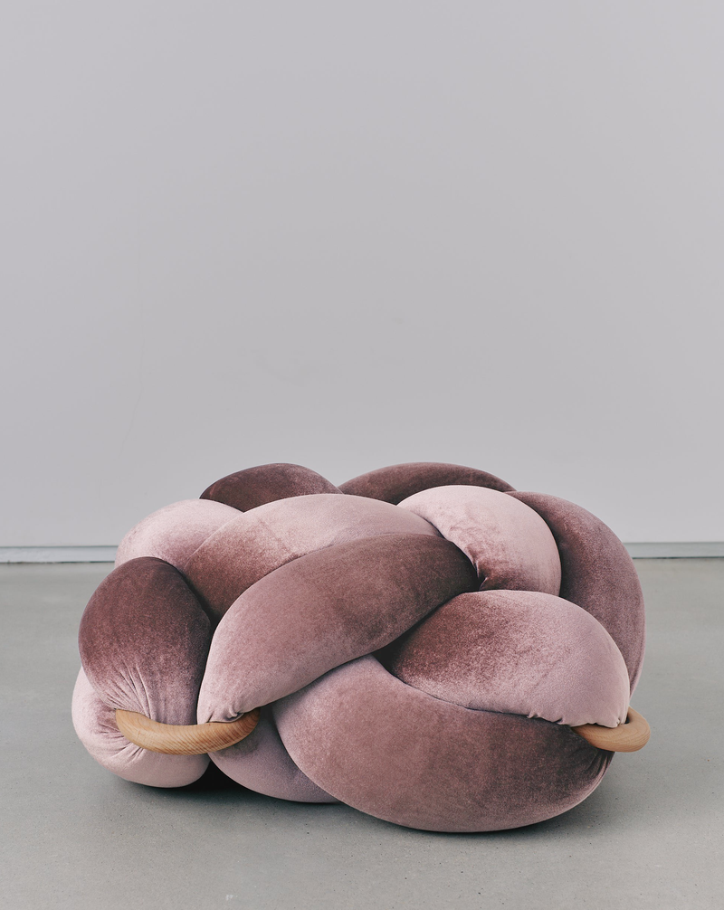 (M) Plum Velvet Knot Floor Cushion