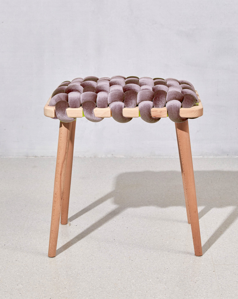 Plum Velvet Woven Stool